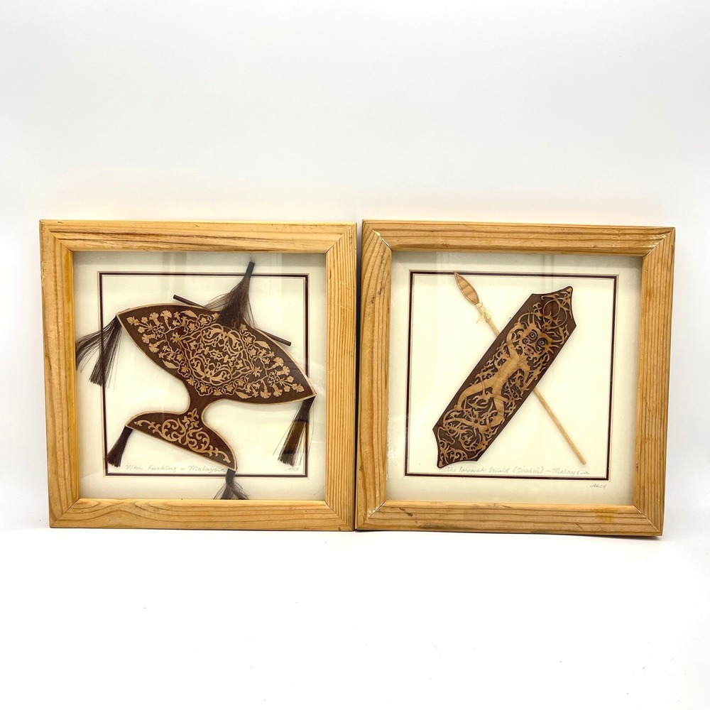 ARCH Heritage of Malaysia Miniature Art Set Wau Kite &‎ Sarawak Shield Framed